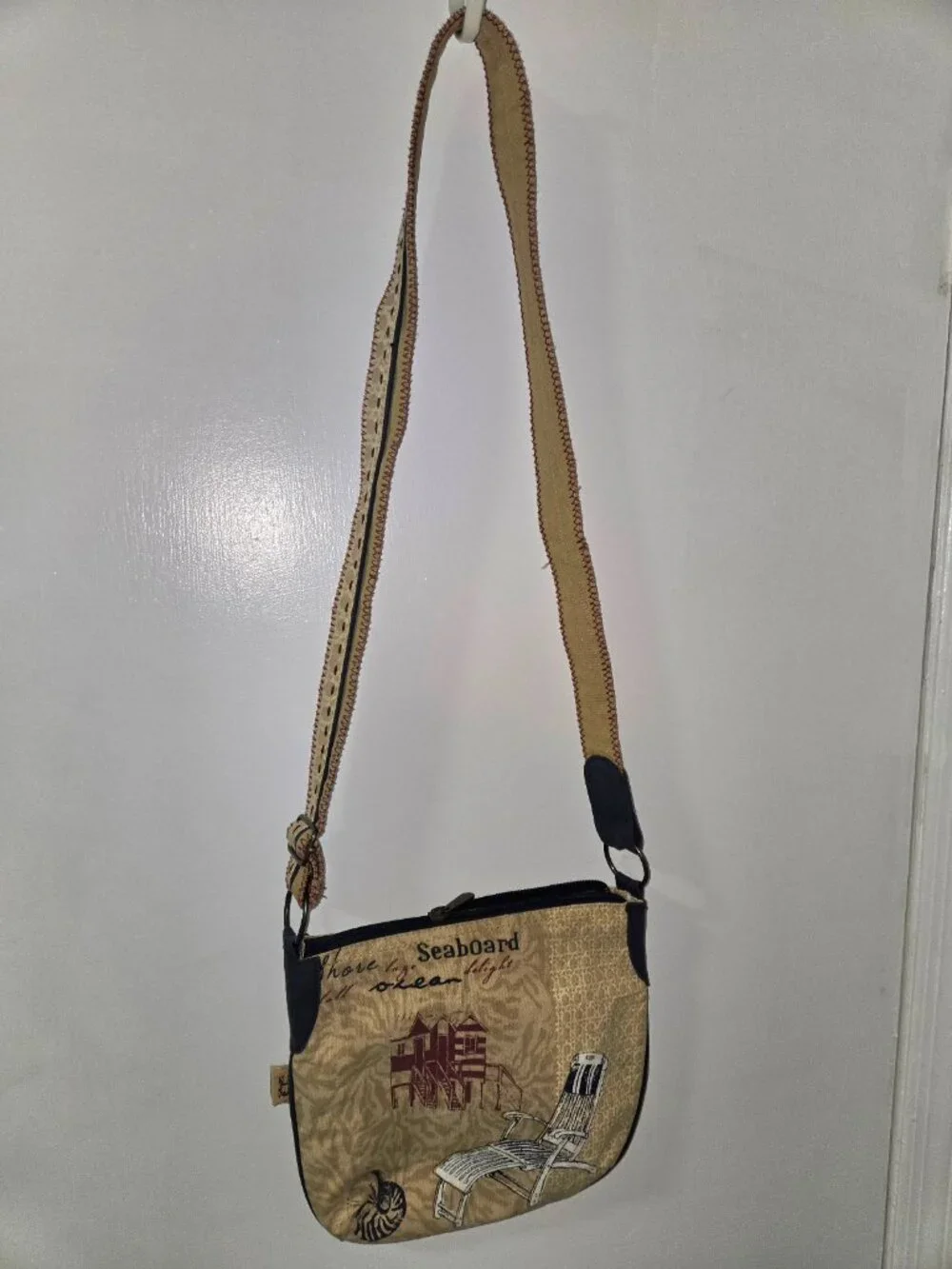 Paul Brent Seaside Coastal Beach Crossbody Bag Nautical Canvas Purse